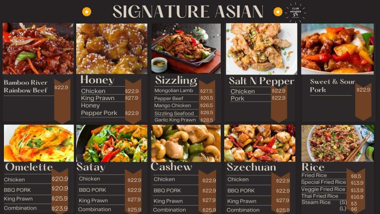 Signature Asian Bistro Menu – Sussex Inlet RSL Club